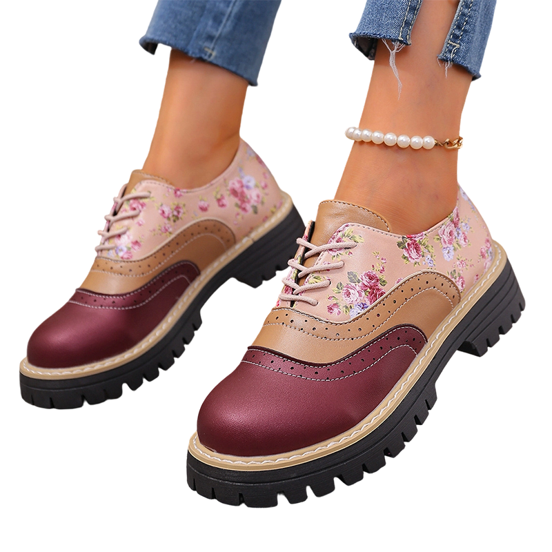 Gluschwein - Women's Floral Print Platform Brogues