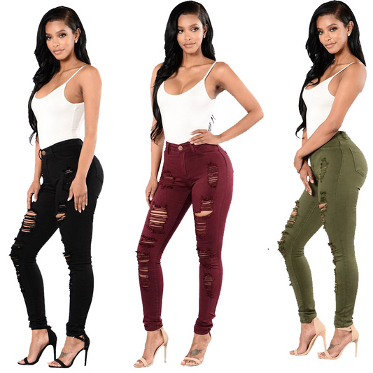 Gluschwein - Women's High-Waist Ripped Skinny Jeans
