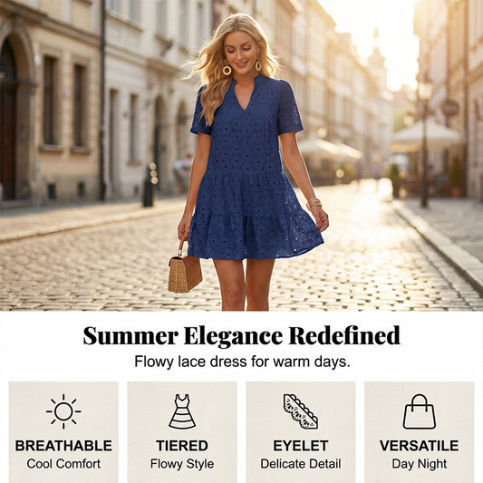 Gluschwein - 👗 49% RABATT! 🌞 Baumwoll-Sommerkleid mit Edler Lochstickerei – Luftig, Elegant & Perfekt Für Warme Tage 🌸