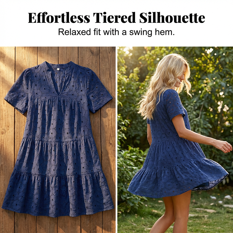 Gluschwein - 👗 49% RABATT! 🌞 Baumwoll-Sommerkleid mit Edler Lochstickerei – Luftig, Elegant & Perfekt Für Warme Tage 🌸