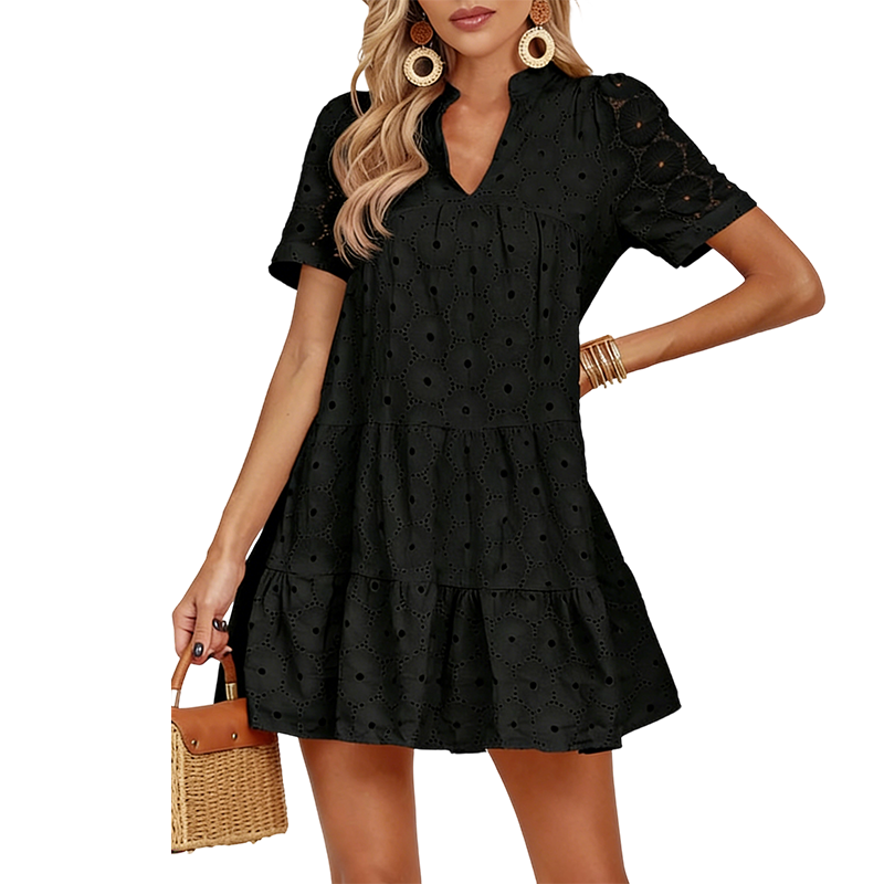 Gluschwein - 👗 49% RABATT! 🌞 Baumwoll-Sommerkleid mit Edler Lochstickerei – Luftig, Elegant & Perfekt Für Warme Tage 🌸