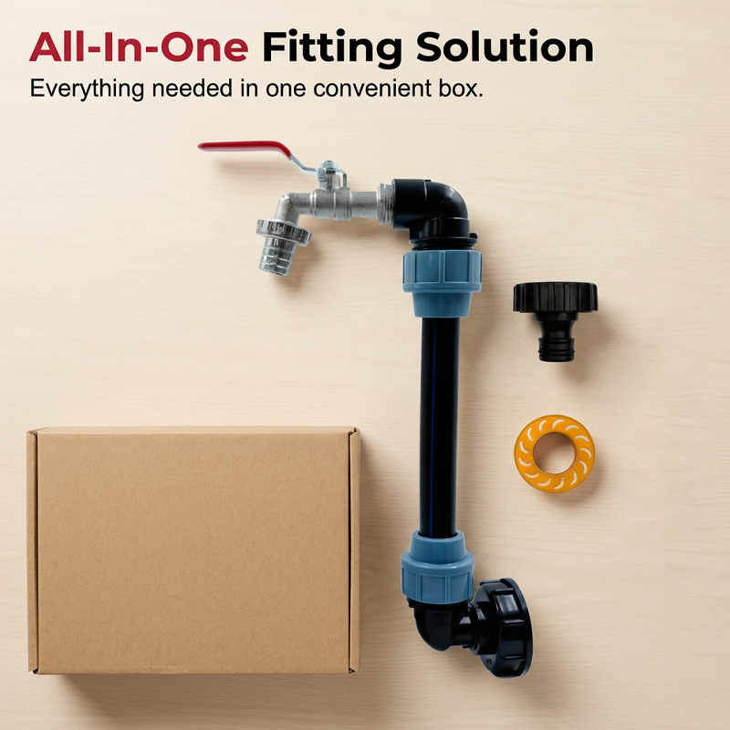 Adapter-Set für IBC-Tanks – Erhöhung, Zapfhahn aus Zinklegierung (3/4“), PE-Schlauch & Winkelstücke – ideal für Garten & Haushalt💧🏡