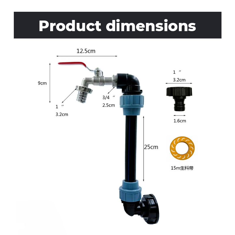 Adapter-Set für IBC-Tanks – Erhöhung, Zapfhahn aus Zinklegierung (3/4“), PE-Schlauch & Winkelstücke – ideal für Garten & Haushalt💧🏡