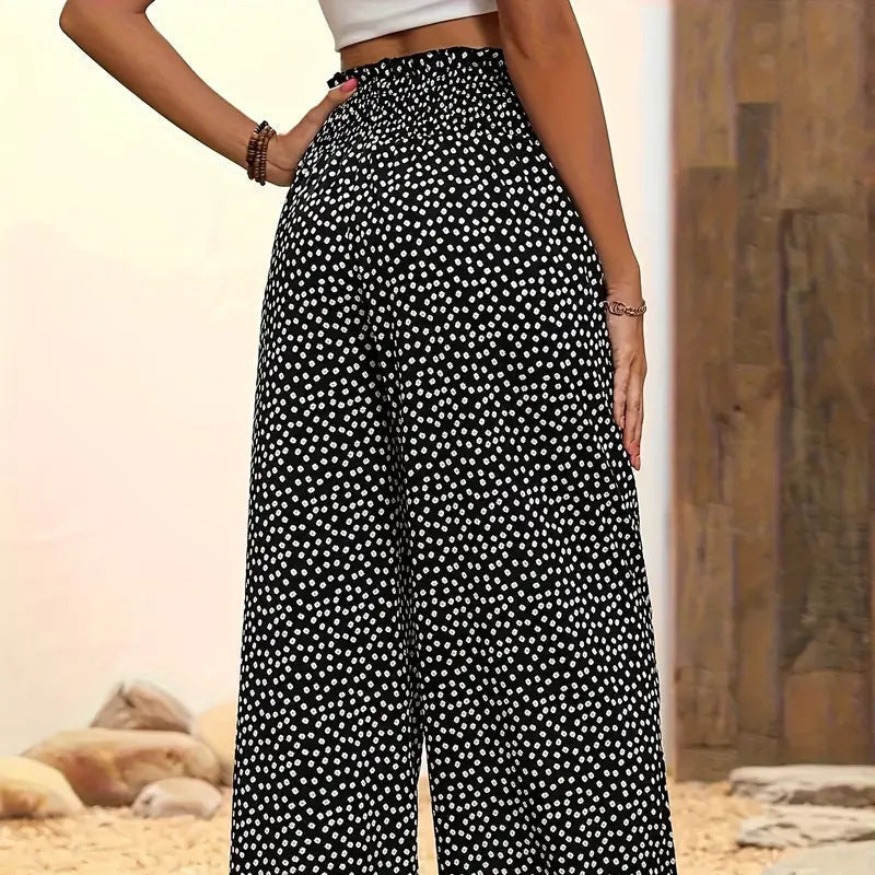 Damen-Hose mit gerafftem Hohem Bund & Weitem Bein – Leicht, vielseitig & eleganter Oversize-Style 🌿