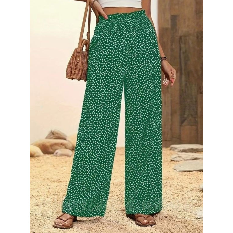 Gluschwein - Damen-Hose mit gerafftem Hohem Bund & Weitem Bein – Leicht, vielseitig & eleganter Oversize-Style 🌿