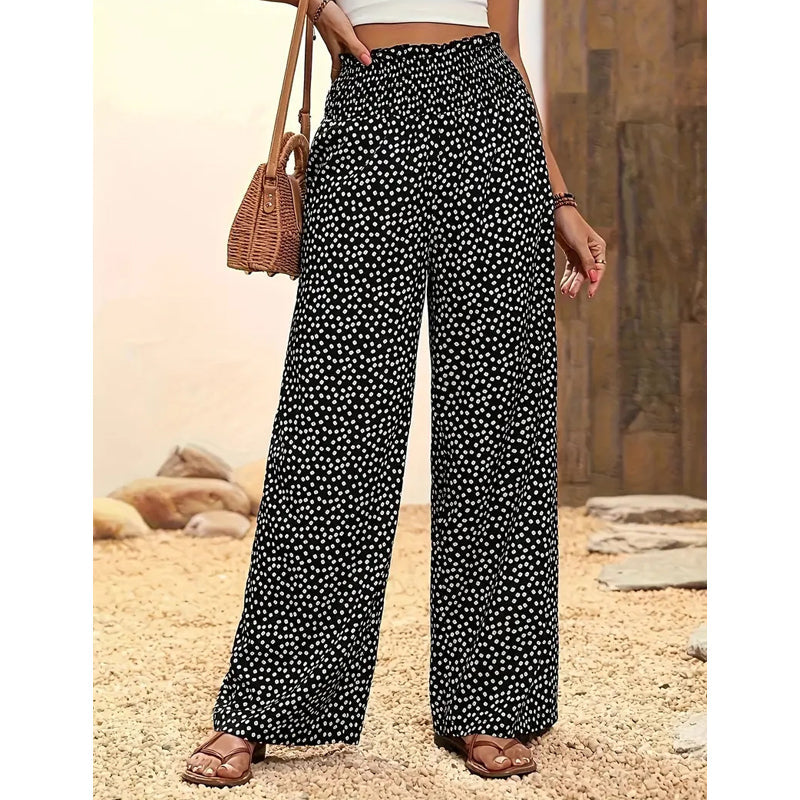 Damen-Hose mit gerafftem Hohem Bund & Weitem Bein – Leicht, vielseitig & eleganter Oversize-Style 🌿