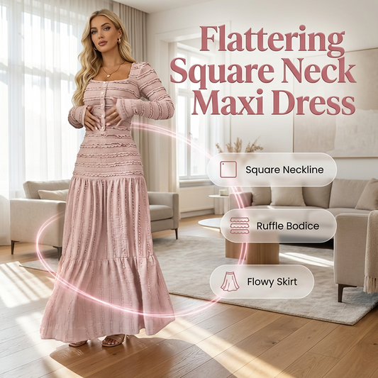 Gluschwein - 🌸 Maxikleid mit quadratischem Ausschnitt – Vintage-Charme trifft moderne Eleganz. Zeitlos & zauberhaft. ✨