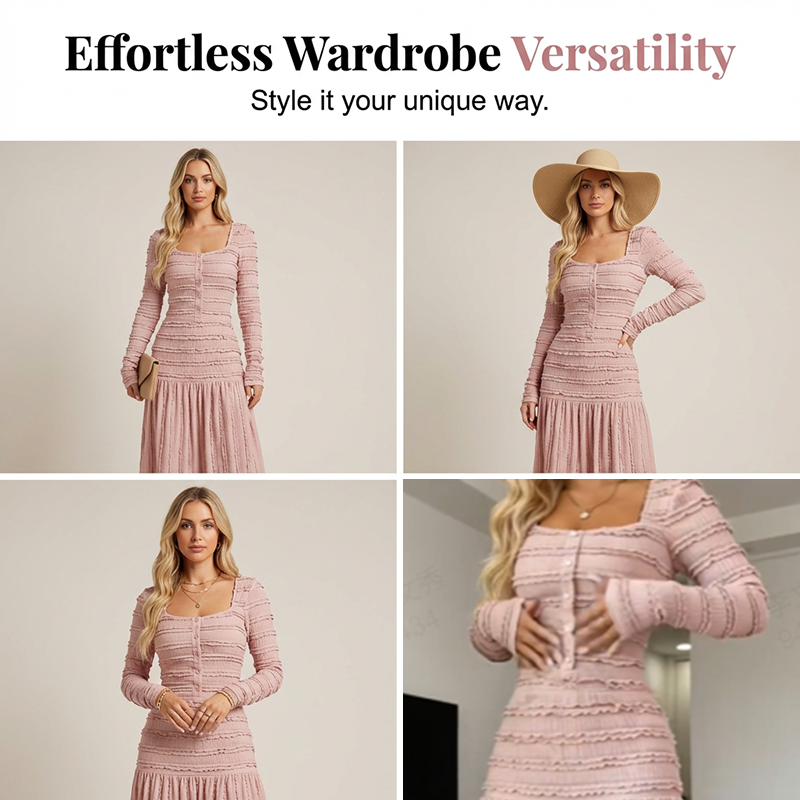 Gluschwein - 🌸 Maxikleid mit quadratischem Ausschnitt – Vintage-Charme trifft moderne Eleganz. Zeitlos & zauberhaft. ✨