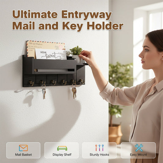 Gluschwein - Wall-Mounted Mail and Key Holder with Shelf