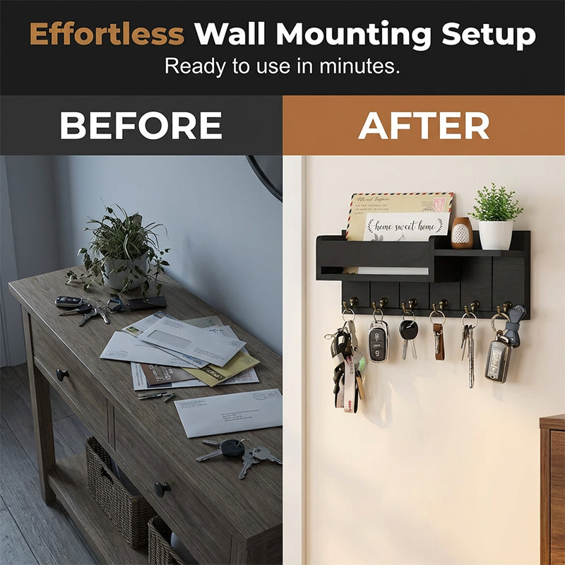 Gluschwein - Wall-Mounted Mail and Key Holder with Shelf