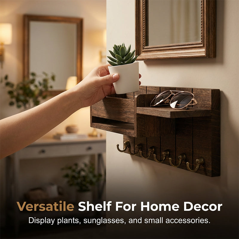 Gluschwein - Wall-Mounted Mail and Key Holder with Shelf