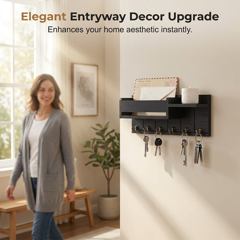 Gluschwein - Wall-Mounted Mail and Key Holder with Shelf