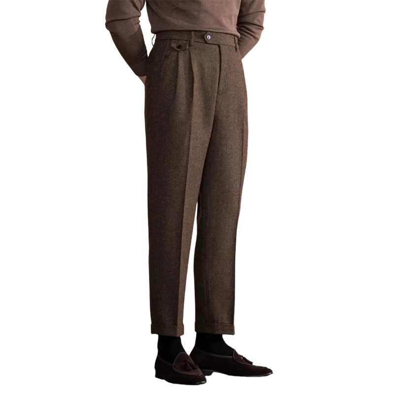 Gluschwein - Herrenhose mit Bundfalten, schmaler Passform und geradem Bein