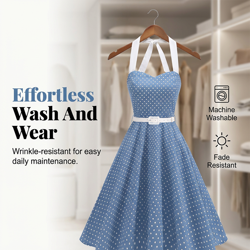 Gluschwein - Women's Polka Dot Retro Halter Swing Dress