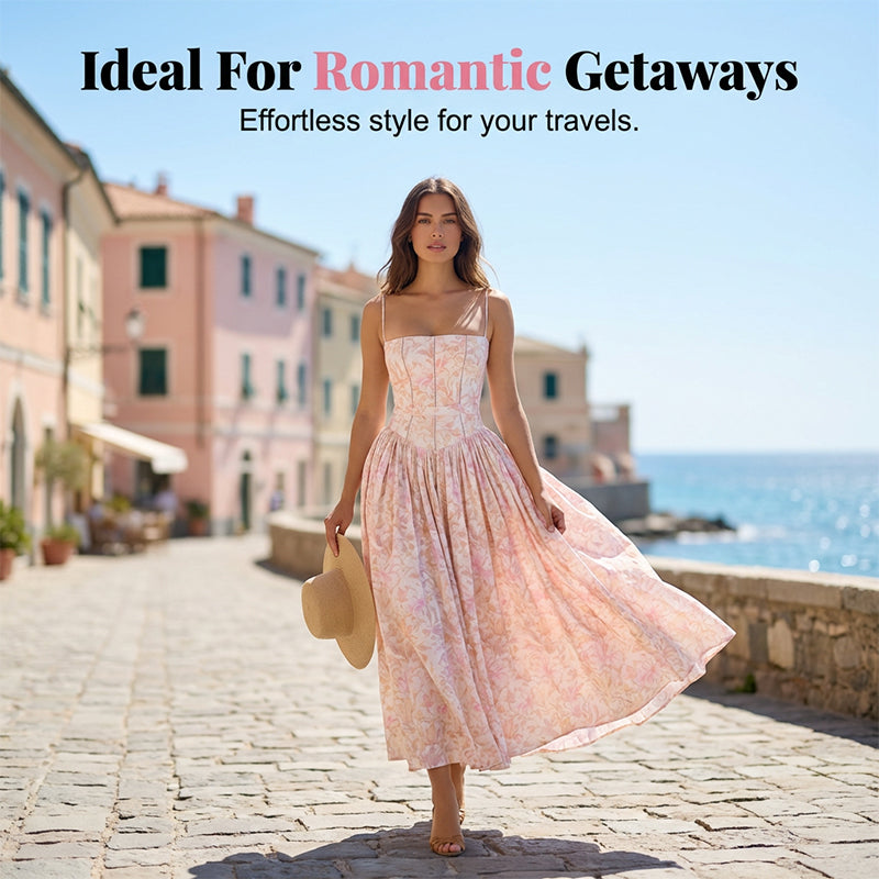 Gluschwein - Elegant Floral Corset Maxi Dress