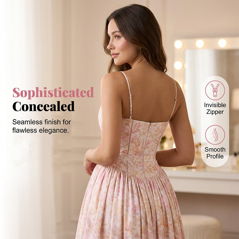 Gluschwein - Elegant Floral Corset Maxi Dress
