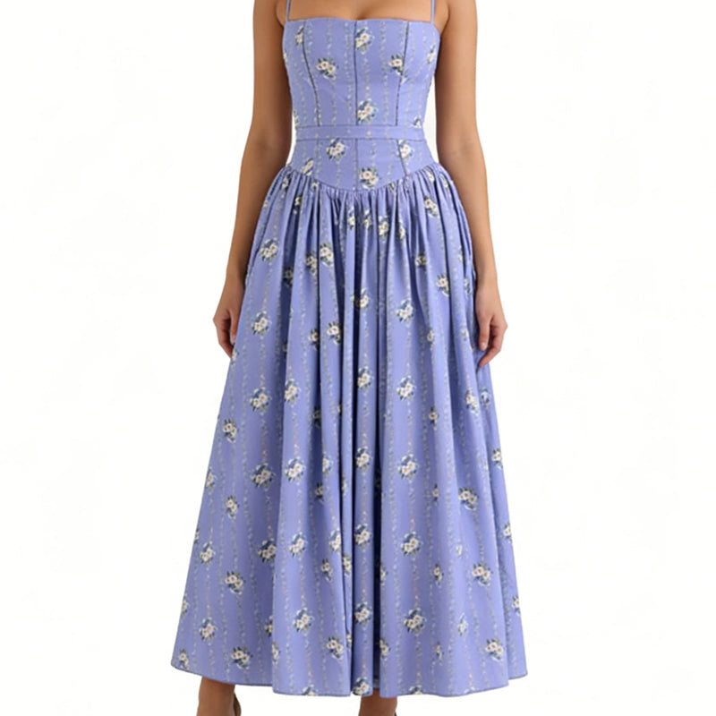 Gluschwein - Elegant Floral Corset Maxi Dress