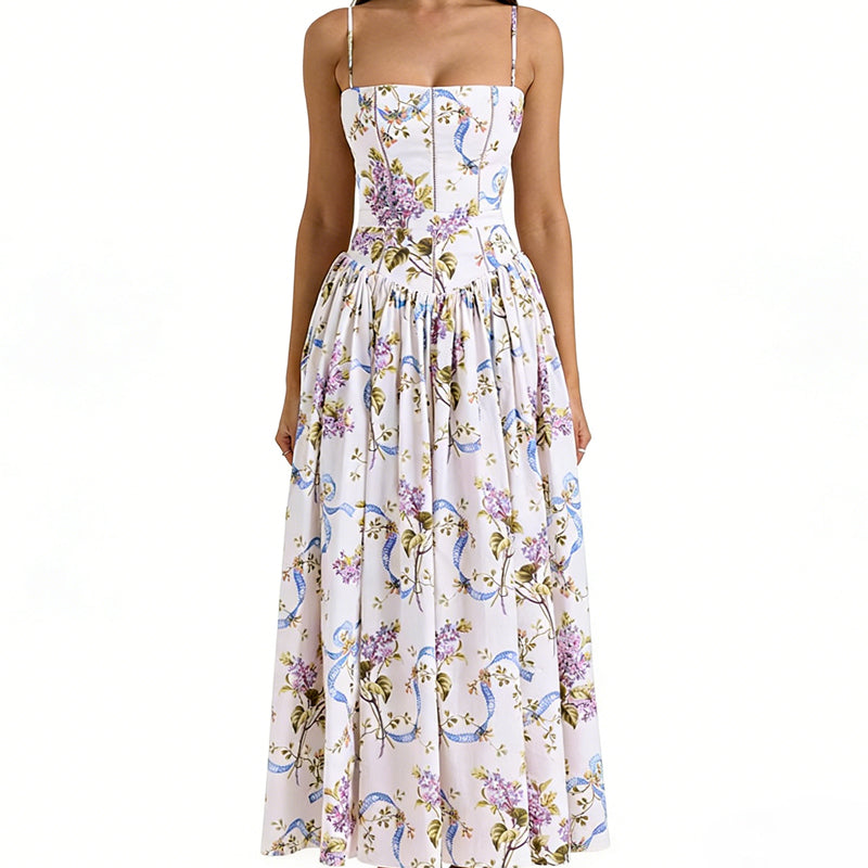 Gluschwein - Elegant Floral Corset Maxi Dress