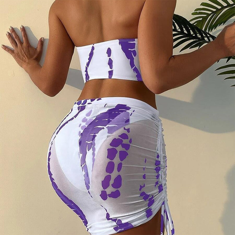 Gluschwein - 👙 50% RABATT! 🌊 3-teiliges Gerafftes Bikini-Set für Damen – Figurbetonend, Verstellbare Träger & Perfekt Für Strand & Urlaub 🌸