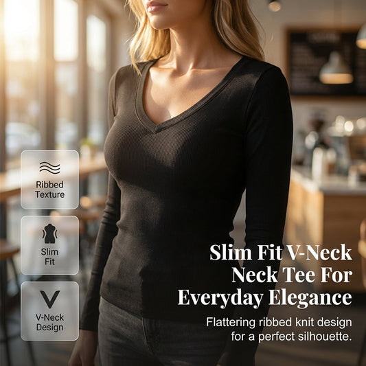 Gluschwein - Slim Fit Basic V-Neck Tee for Women