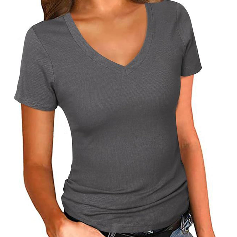 Gluschwein - Slim Fit Basic V-Neck Tee for Women
