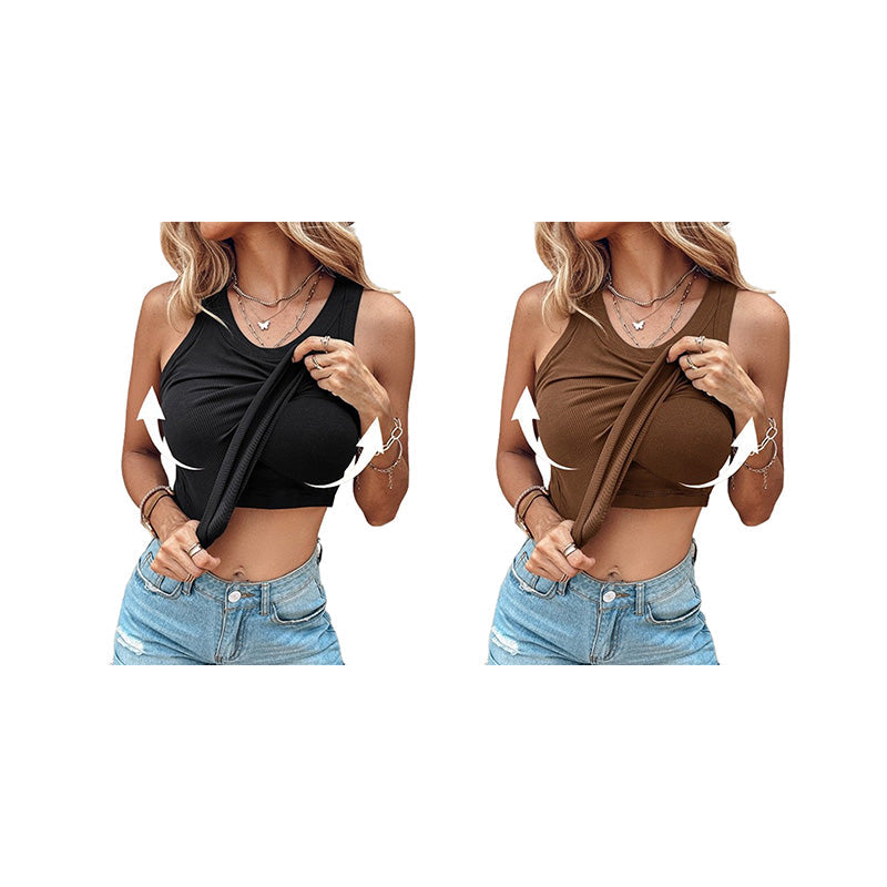 Gluschwein - 💥49% Rabatt 🎀Geripptes Tanktop mit integriertem BH für Frauen🌸ideal für Alltag, Freizeit und Sommer🌊