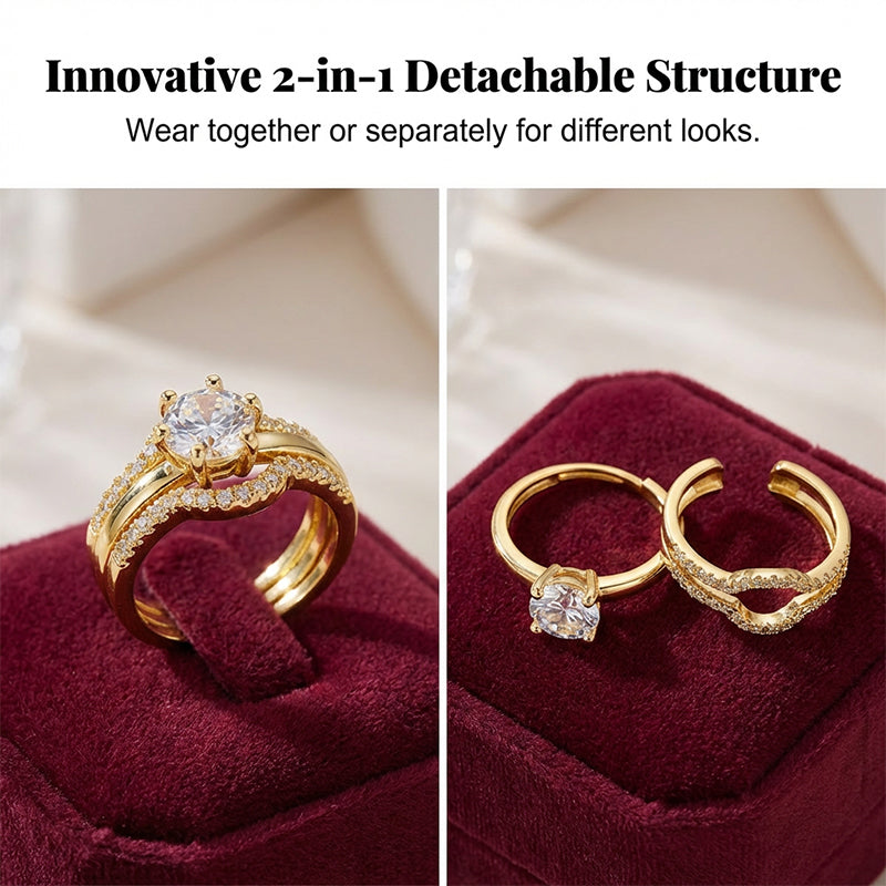 📢📢50 % Rabatt!! ⏰Vintage Zirkonia Ring – Verstellbarer Offener Ring für Damen, Elegant & Leicht Luxus für Zeige- oder Mittelfinger