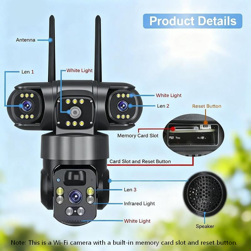 🔎 50% RABATT! 📷 6K 9MP 3-Linsen Kamera – 10x Zoom, 360° PTZ & Farb-Nachtsicht – IP66 wasserdicht – Rundumschutz ohne toten Winkel 🌙