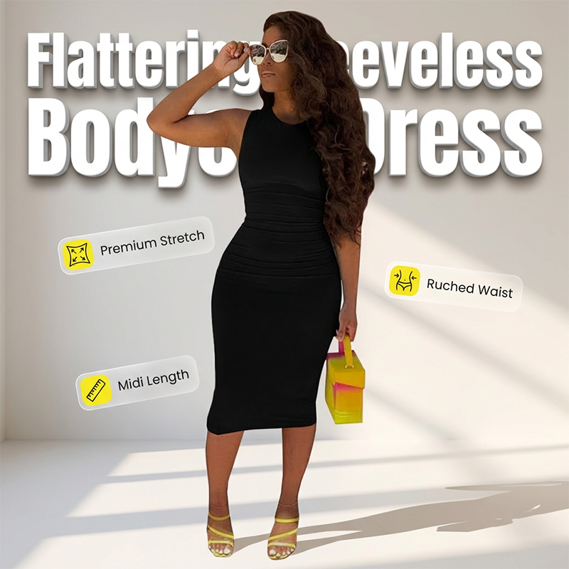 Gluschwein - Elastisches, ärmelloses, figurbetontes Kleid für Damen