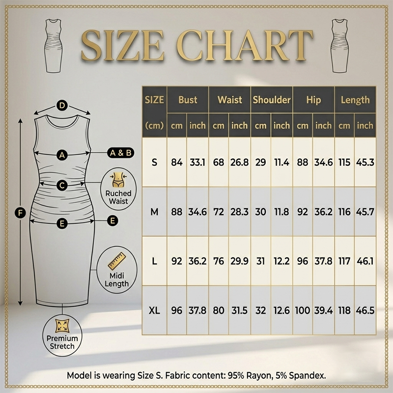 Gluschwein - Elastisches, ärmelloses, figurbetontes Kleid für Damen