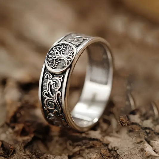 🔥Solange der Vorrat reicht 40 % Rabatt!🎉Lebensbaum-Ring mit kunstvollen Schnörkeln