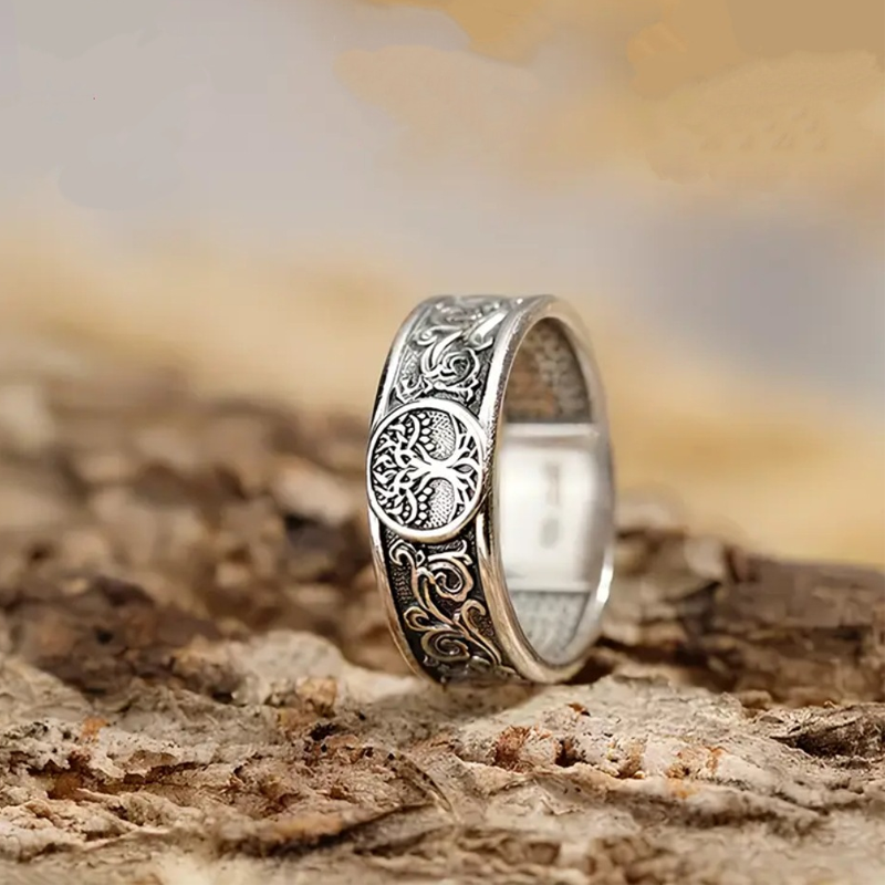 🔥Solange der Vorrat reicht 40 % Rabatt!🎉Lebensbaum-Ring mit kunstvollen Schnörkeln