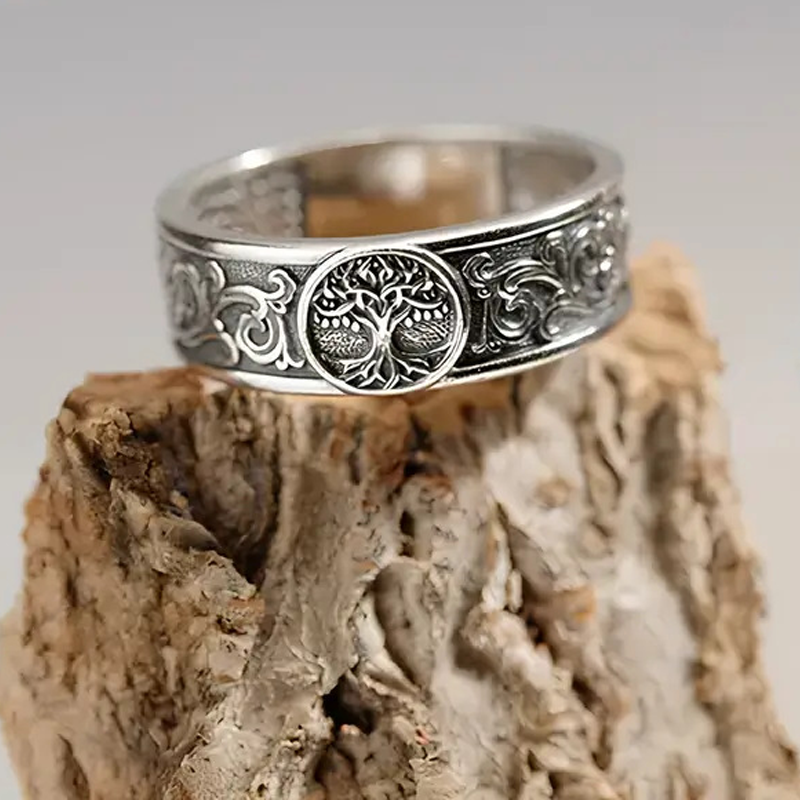 🔥Solange der Vorrat reicht 40 % Rabatt!🎉Lebensbaum-Ring mit kunstvollen Schnörkeln