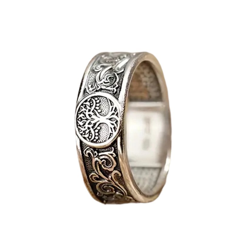 🔥Solange der Vorrat reicht 40 % Rabatt!🎉Lebensbaum-Ring mit kunstvollen Schnörkeln