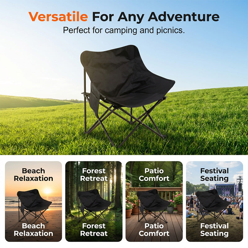 Gluschwein - Tragbarer, zusammenklappbarer Moon Chair für Camping und Outdoor-Aktivitäten