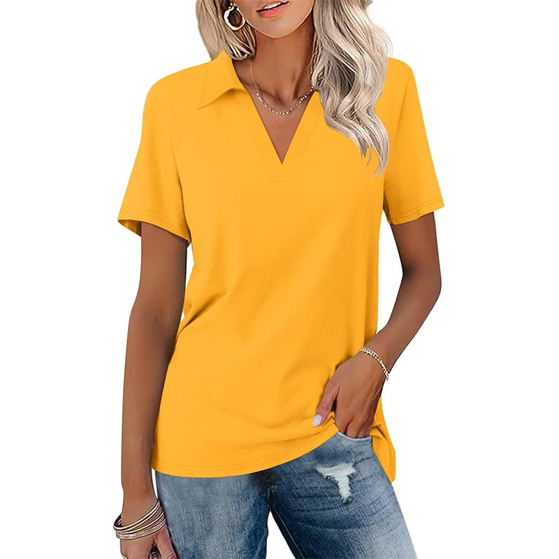 Gluschwein - 🔥Solange der Vorrat reicht 40 % Rabatt!🎉Beilaufiges Damen-T-Shirt mit V-Ausschnitt und Kragen
