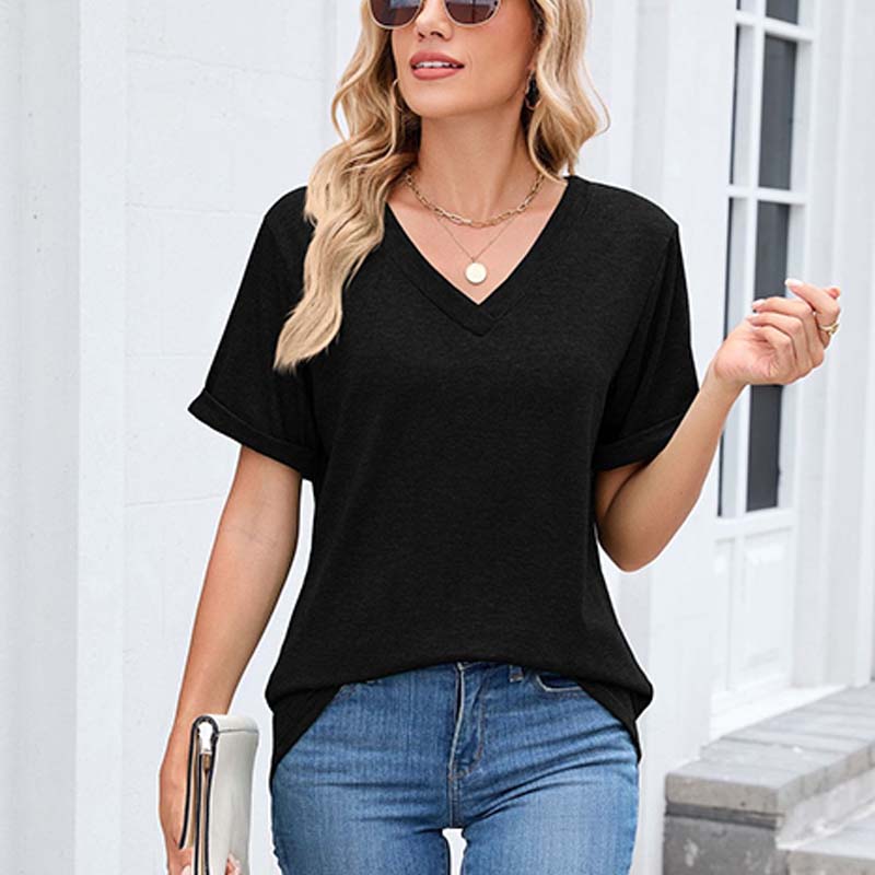 🔥Solange der Vorrat reicht 40 % Rabatt!🎉Damen V-Ausschnitt Kurzarm Freizeit-T-Shirt