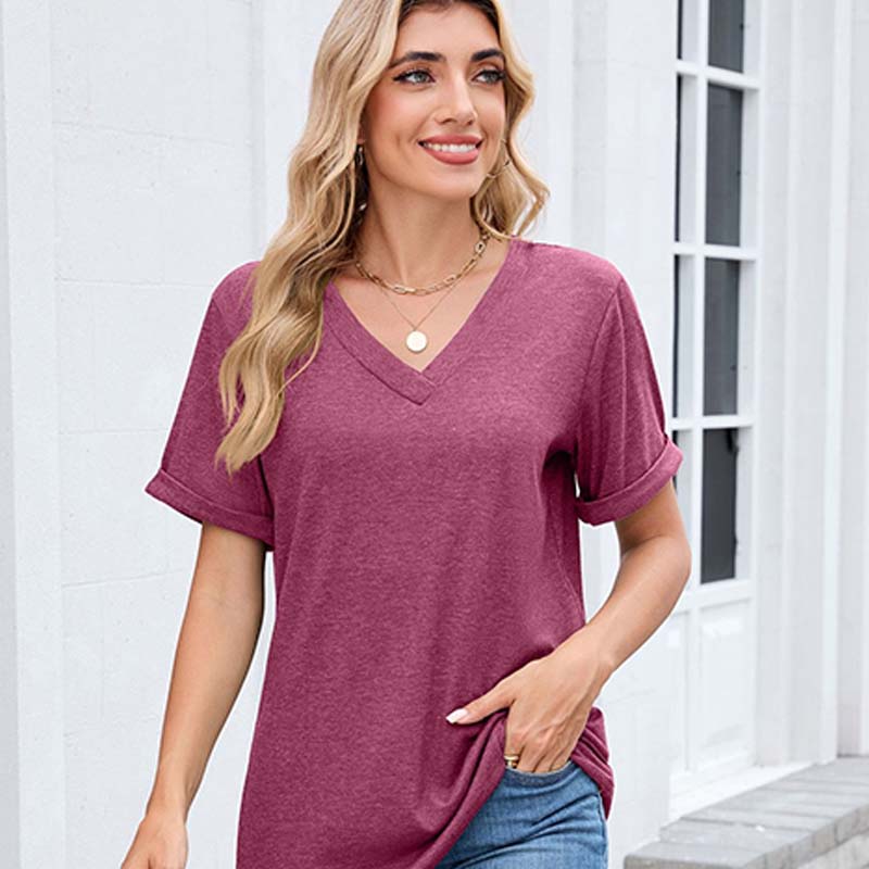 🔥Solange der Vorrat reicht 40 % Rabatt!🎉Damen V-Ausschnitt Kurzarm Freizeit-T-Shirt