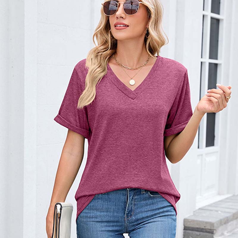 🔥Solange der Vorrat reicht 40 % Rabatt!🎉Damen V-Ausschnitt Kurzarm Freizeit-T-Shirt