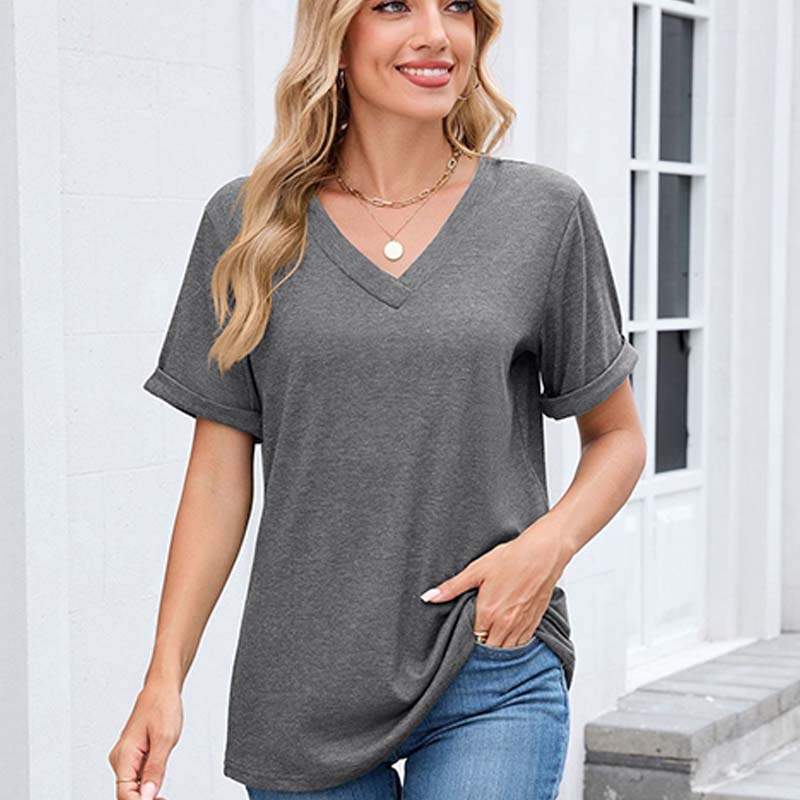 🔥Solange der Vorrat reicht 40 % Rabatt!🎉Damen V-Ausschnitt Kurzarm Freizeit-T-Shirt