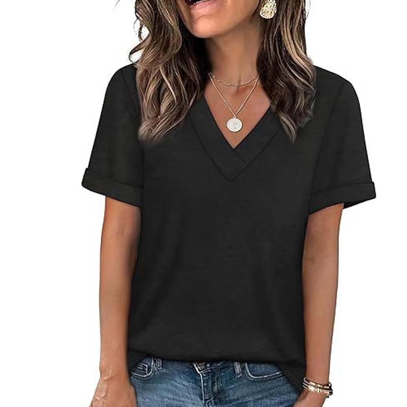 🔥Solange der Vorrat reicht 40 % Rabatt!🎉Damen V-Ausschnitt Kurzarm Freizeit-T-Shirt