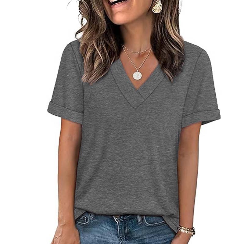 🔥Solange der Vorrat reicht 40 % Rabatt!🎉Damen V-Ausschnitt Kurzarm Freizeit-T-Shirt