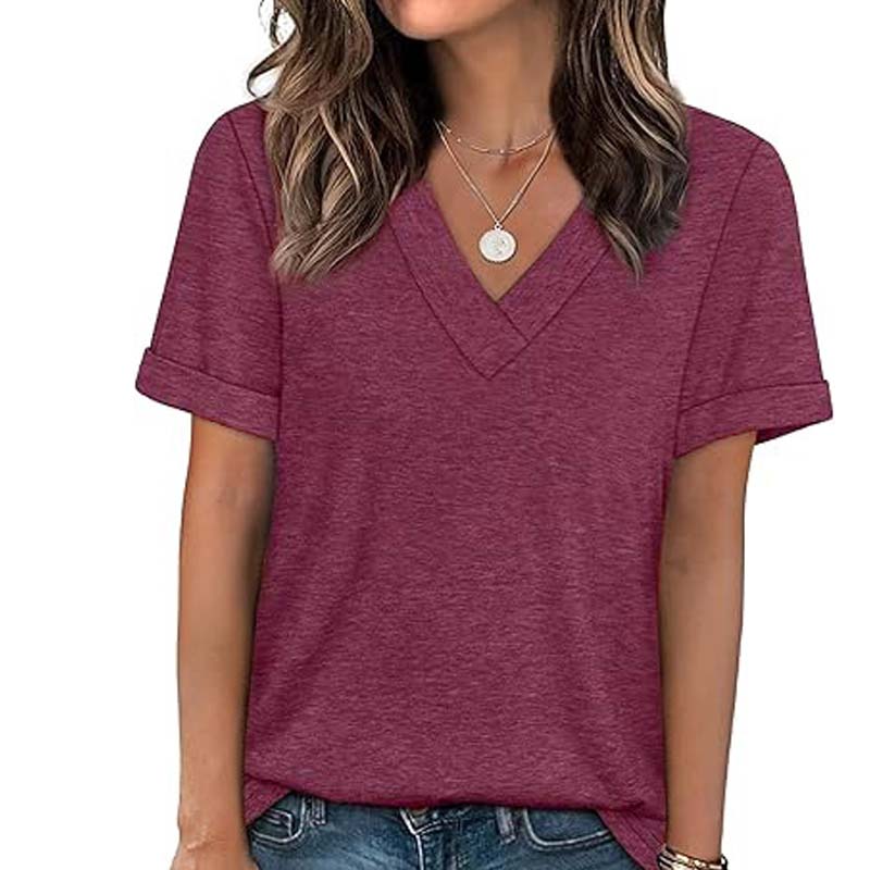 🔥Solange der Vorrat reicht 40 % Rabatt!🎉Damen V-Ausschnitt Kurzarm Freizeit-T-Shirt