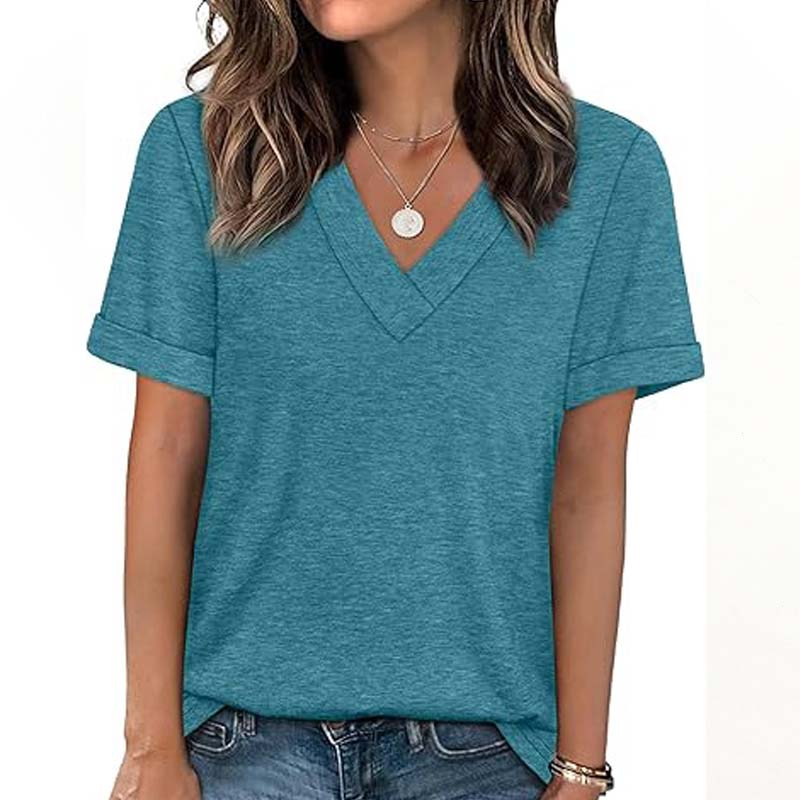 🔥Solange der Vorrat reicht 40 % Rabatt!🎉Damen V-Ausschnitt Kurzarm Freizeit-T-Shirt