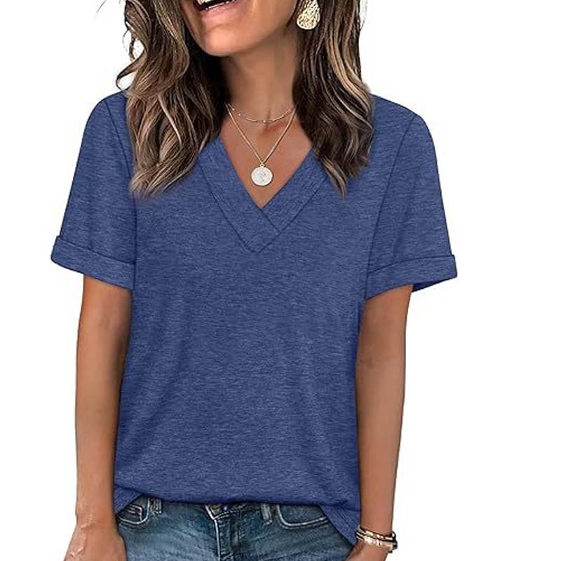 🔥Solange der Vorrat reicht 40 % Rabatt!🎉Damen V-Ausschnitt Kurzarm Freizeit-T-Shirt