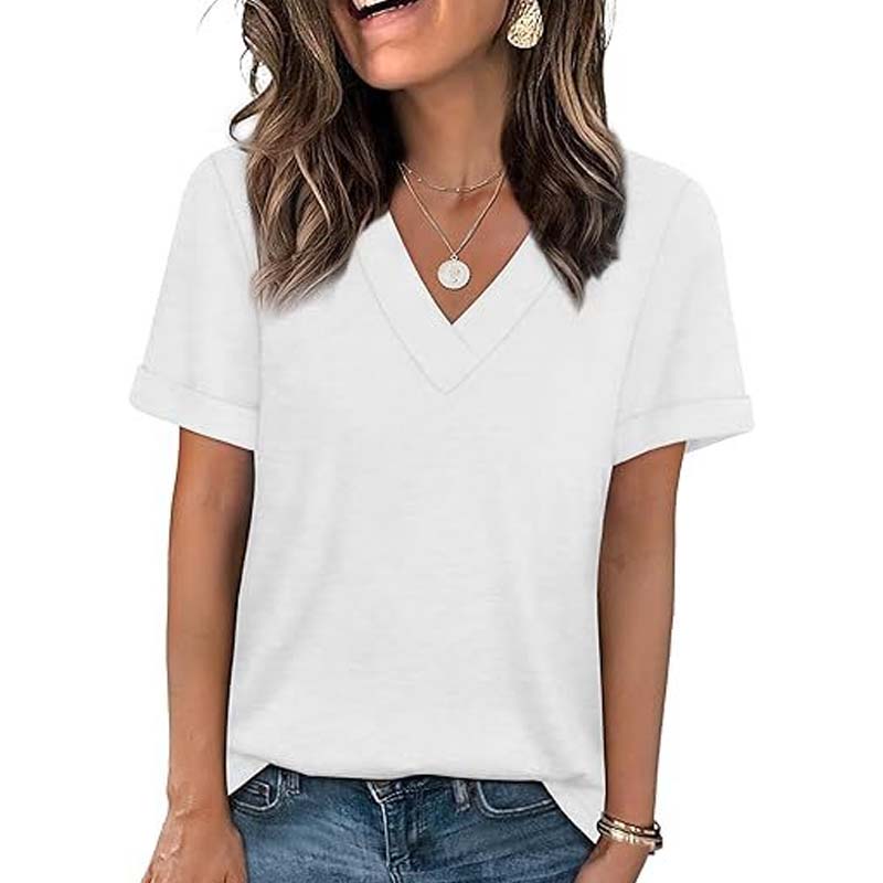 🔥Solange der Vorrat reicht 40 % Rabatt!🎉Damen V-Ausschnitt Kurzarm Freizeit-T-Shirt