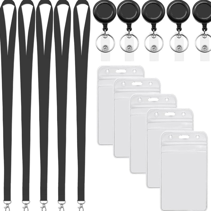Gluschwein - Black Lanyard and Waterproof ID Badge Holder Set
