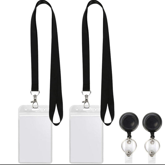 Gluschwein - Black Lanyard and Waterproof ID Badge Holder Set