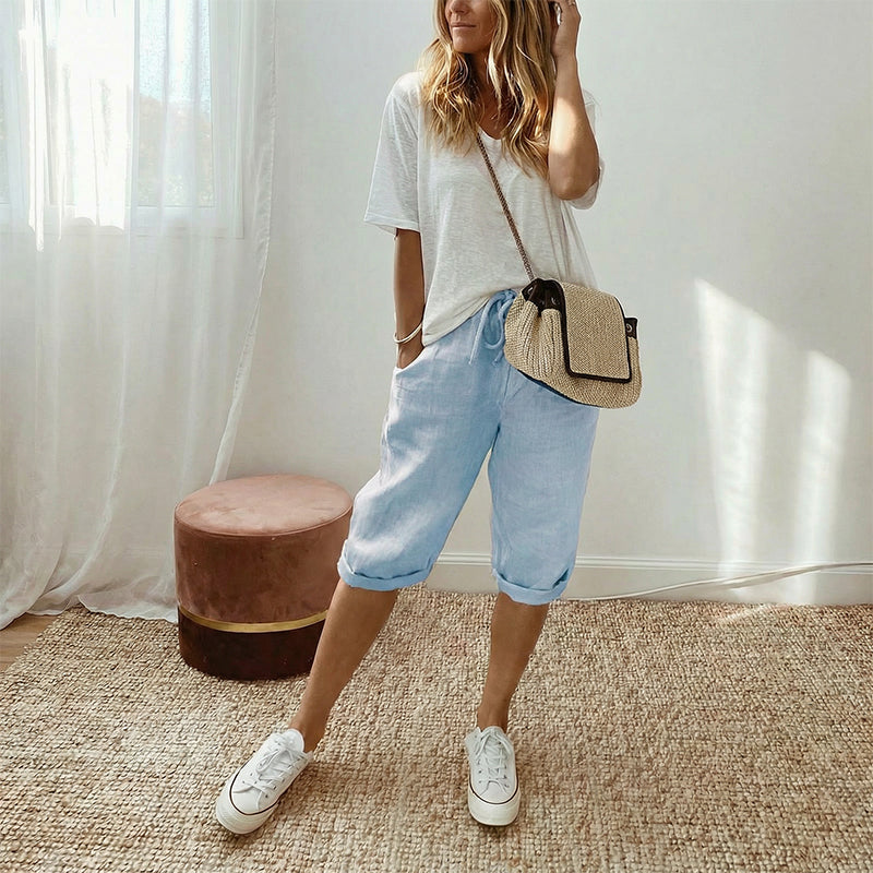 Gluschwein - 💞 50K+ VERKAUFT! ⚡👖Lässige Caprihosen aus Baumwoll-Leinen für Damen