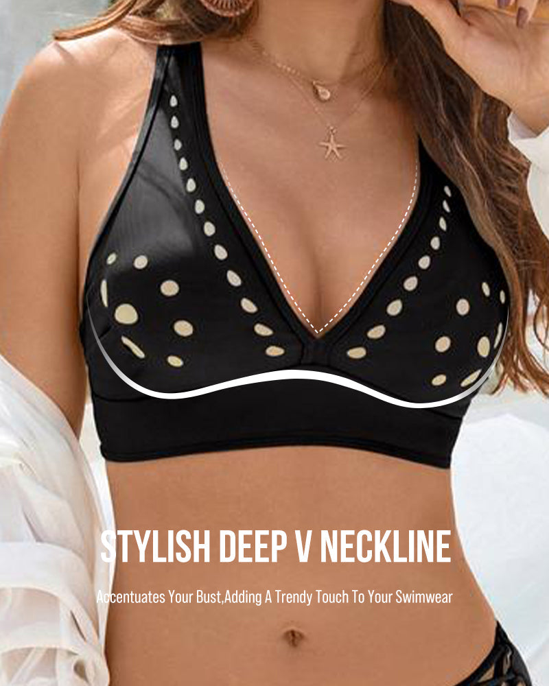 💖LETZTER TAG DES SALE – 50 % RABATT💕Petal Hollow Bikini-Set mit V-Ausschnitt und String